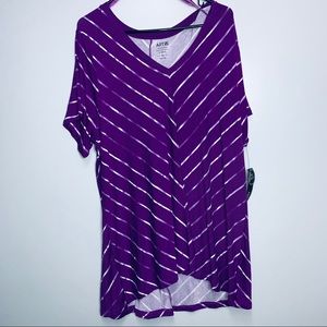 Apt 9 purple and white striped tunic